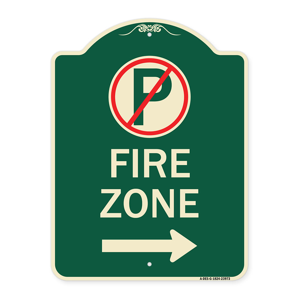 Fire Zone (No Parking Symbol and Right Arrow)