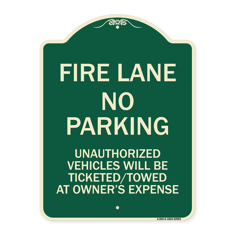 Fire Lane No Parking Unauthorized Vehicles Will Be Ticketed Towed at Owners Expense