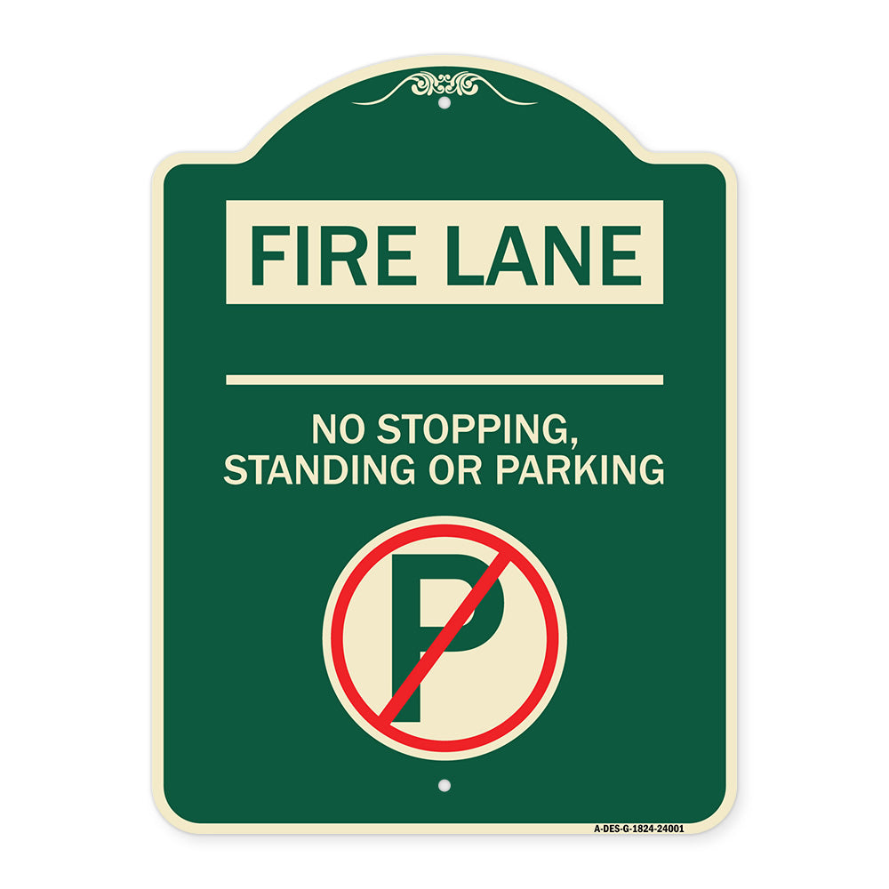 Fire Lane - No Stopping Standing or Parking (With No Parking Symbol)