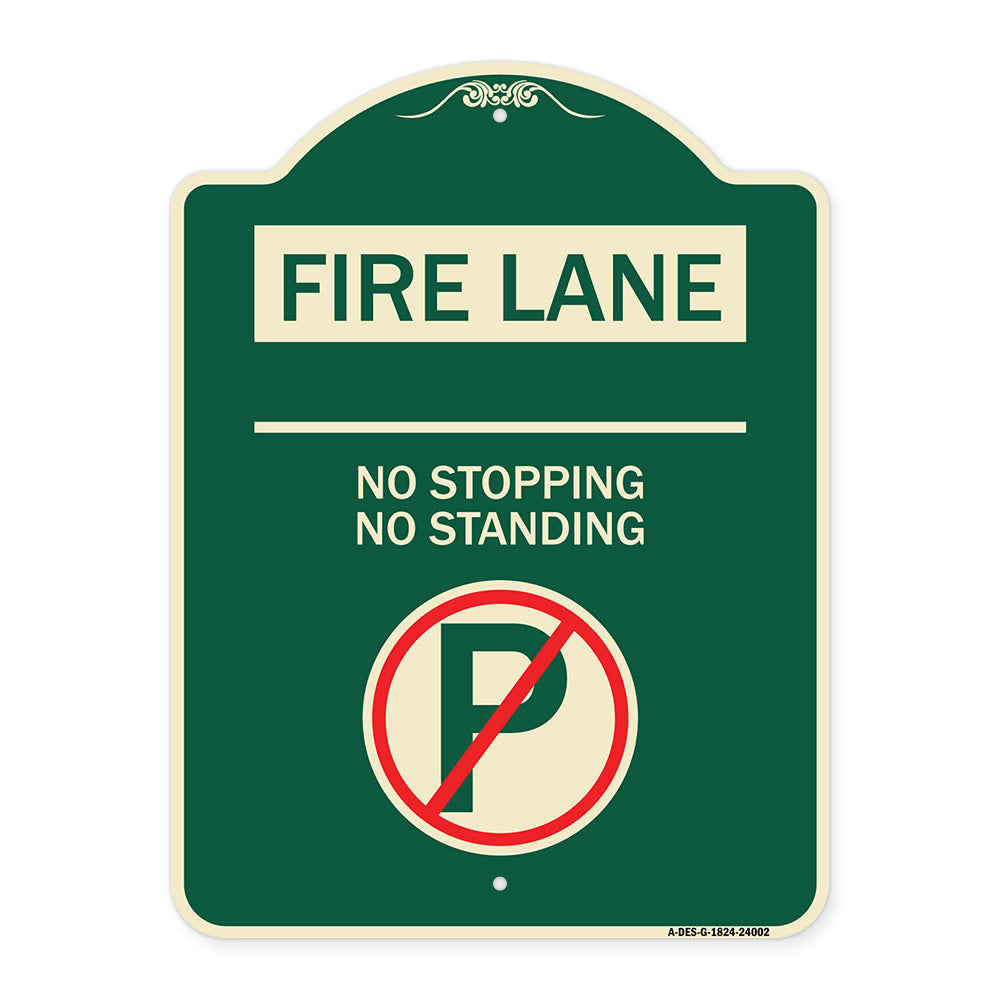 Fire Lane - No Stopping No Standing (With No Parking Symbol)