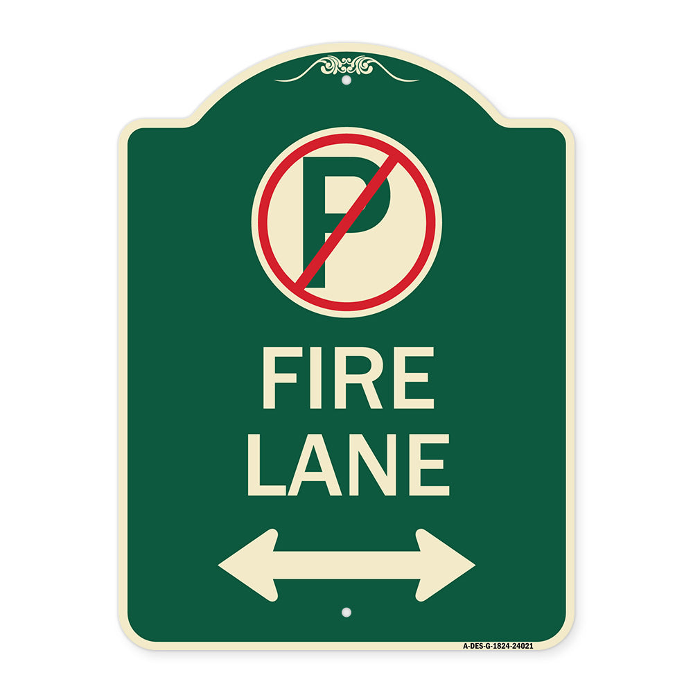 Fire Lane (No Parking Symbol and Arrow Pointing Left and Right)