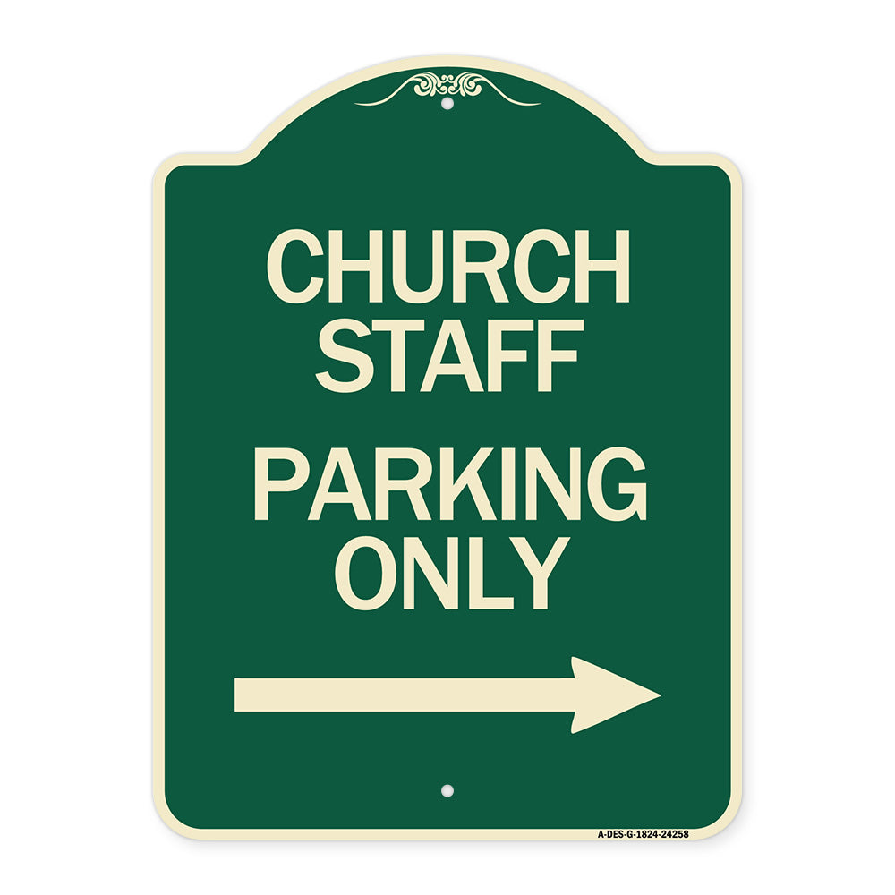 Church Staff Parking Only (With Right Arrow)