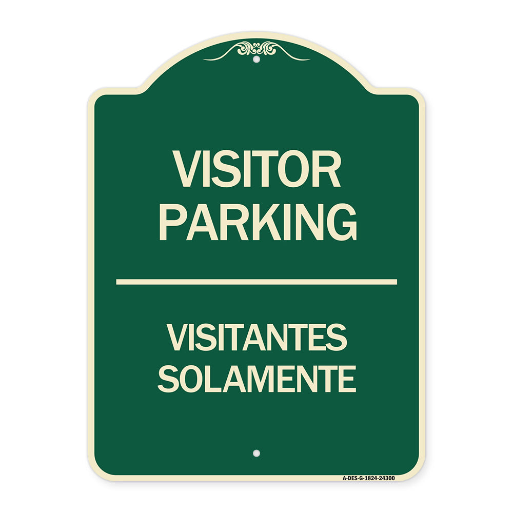 Bilingual Reserved Parking Sign Visitor Parking Visitantes Solamente
