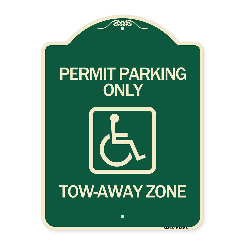 Accessible Permit Parking Only Tow-Away Zone with Symbol