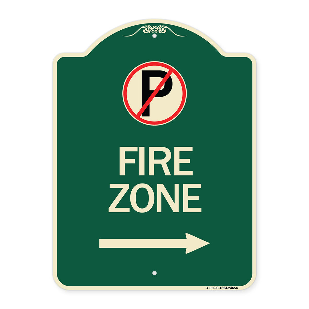 (No Parking Symbol and Right Arrow)