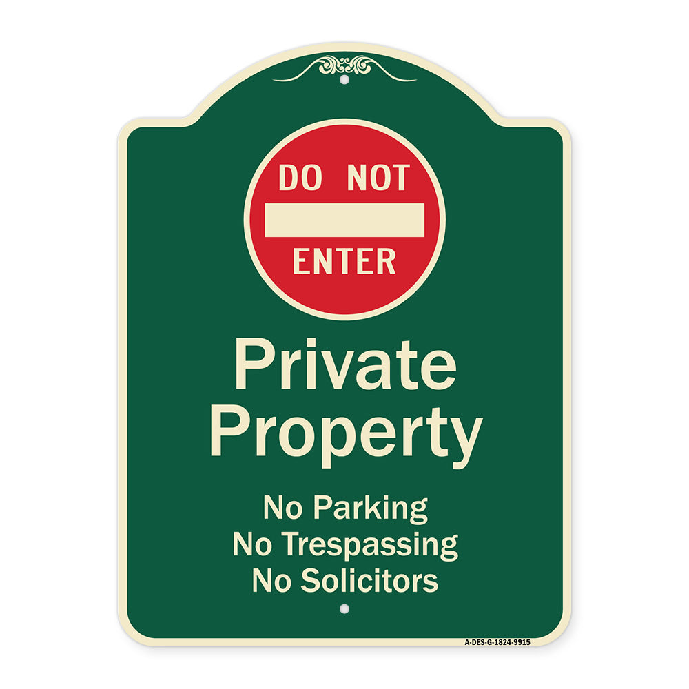 Private Property No Parking Trespassing Or Solicitors With Do Not Enter Symbol
