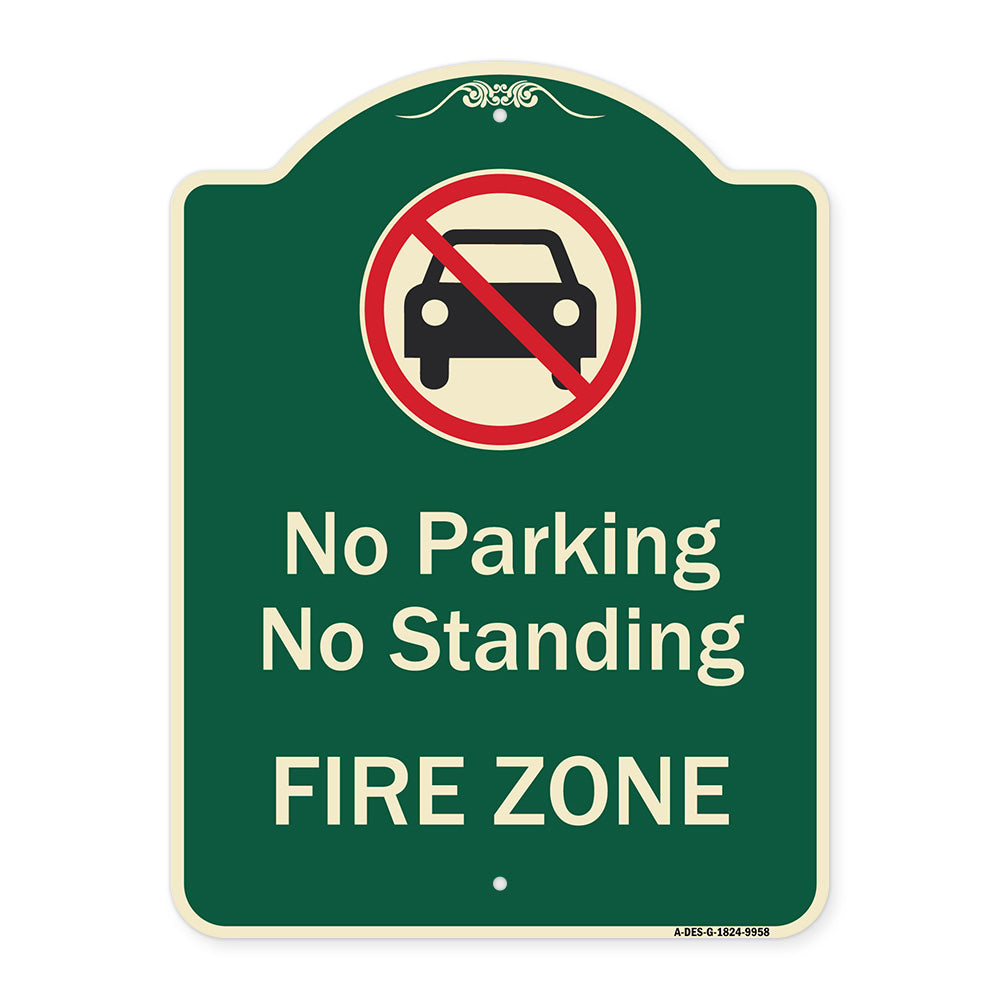 No Parking Or Standing, Fire Zone With Graphic