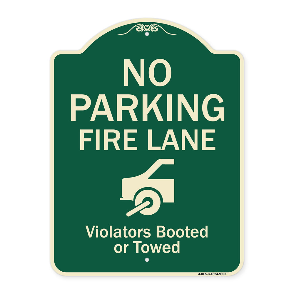 No Parking Fire Lane (With Graphic) Violators Booted Or Towed