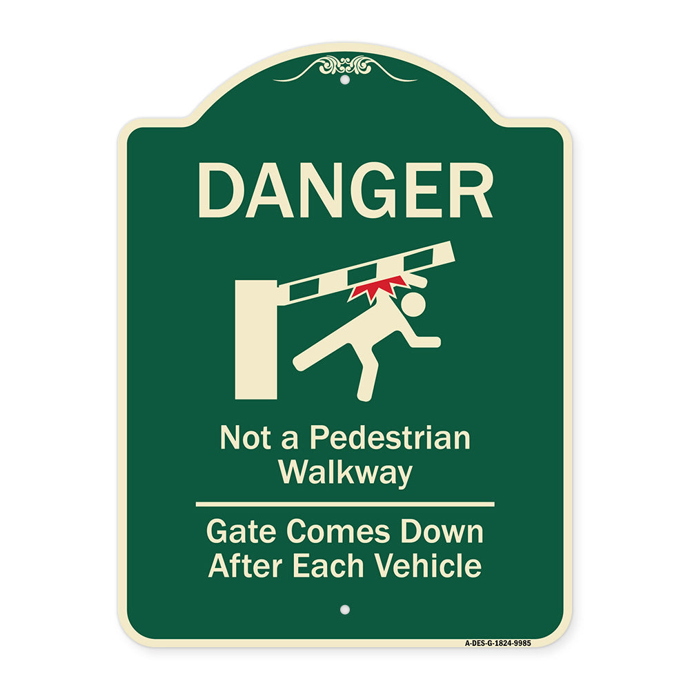 Danger Not A Pedestrian Walkway Gate Comes Down After Each Vehicle