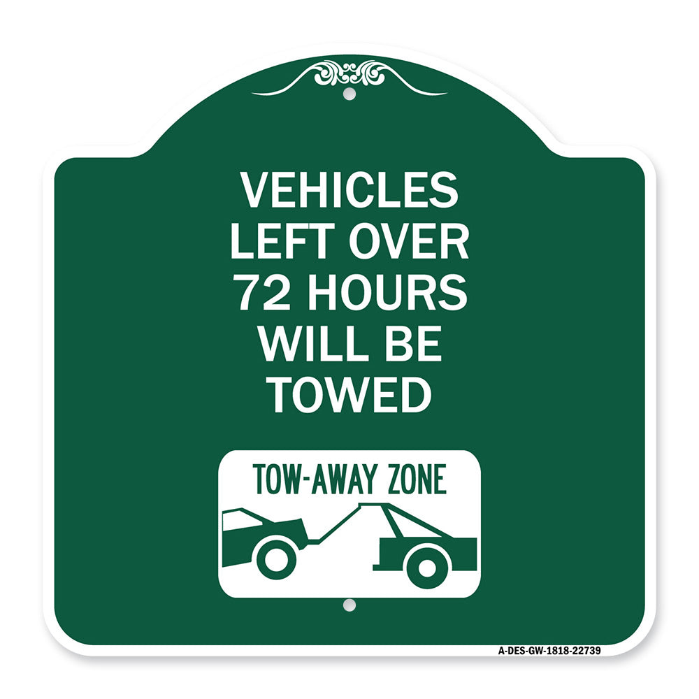 Vehicles Left Over 72 Hours Will Be Towed Tow-Away Zone (With Car Tow Graphic)