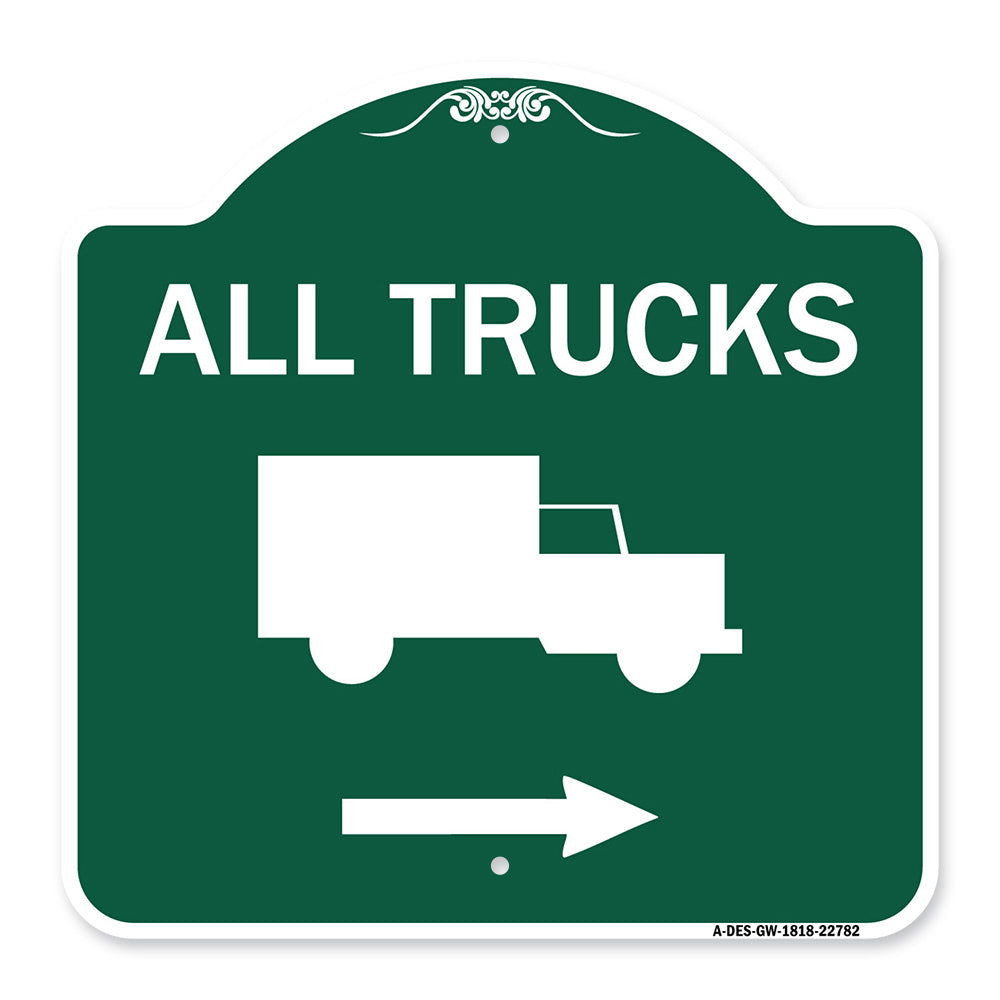 Trucks Sign All Trucks (With Truck Symbol & Right Arrow)