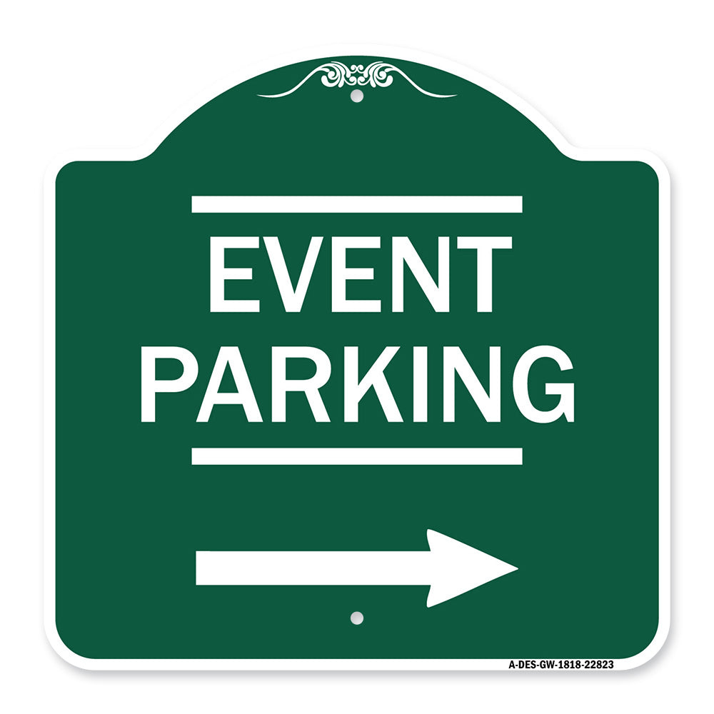Thanks for Coming Turn Right for Exit Event Parking with Right Arrow