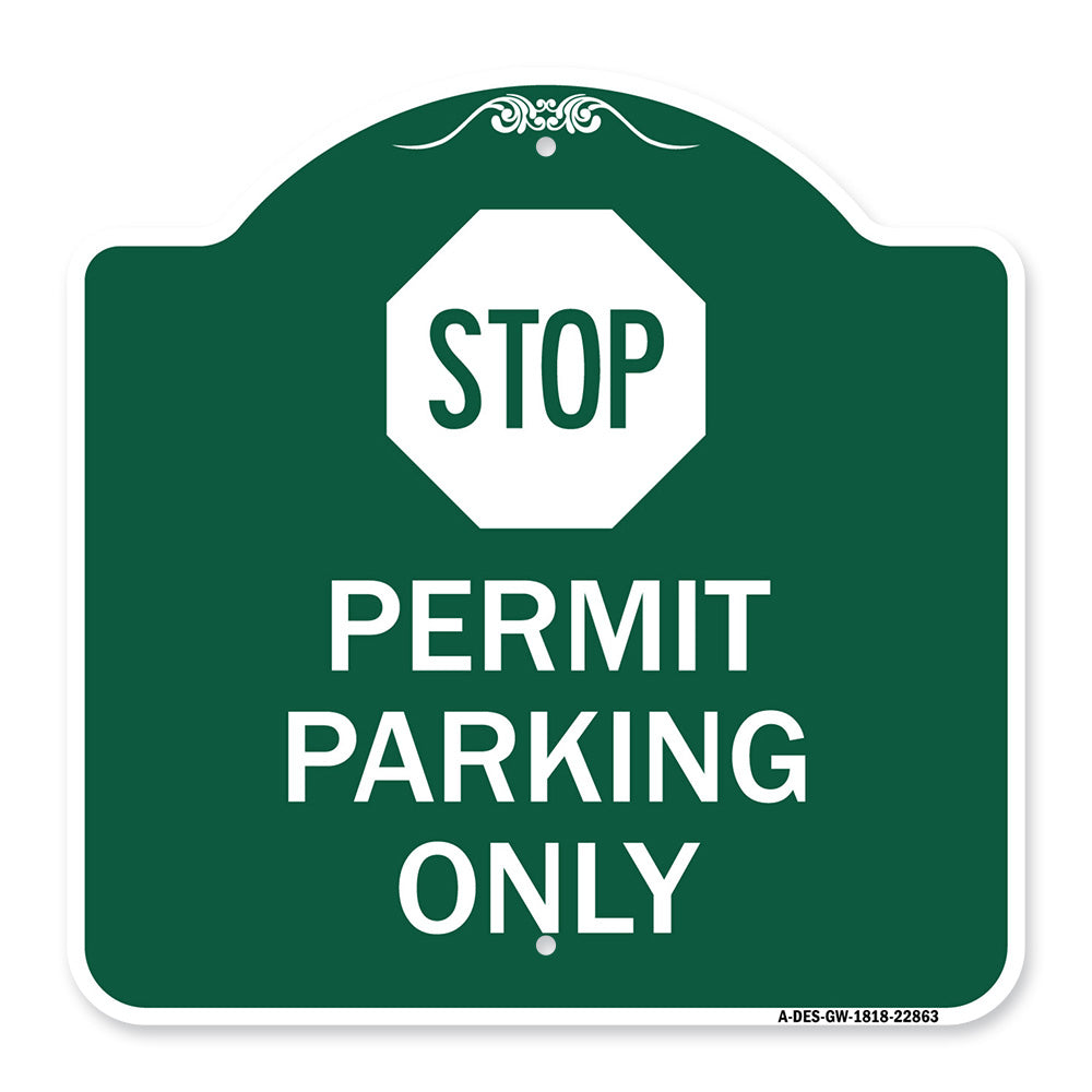 Stop - Permit Parking Only (With Stop Symbol)