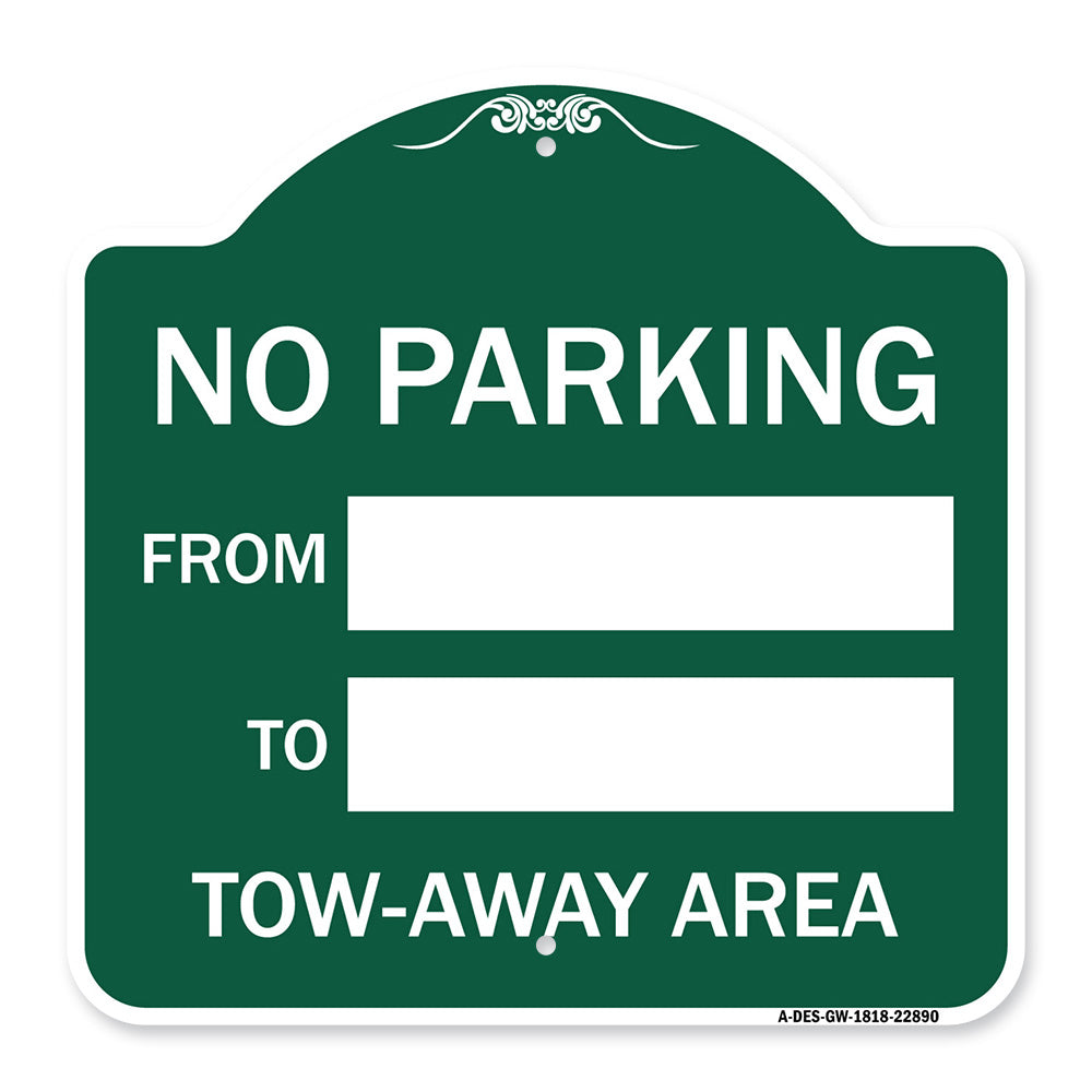 No Parking From - to with Blank Space