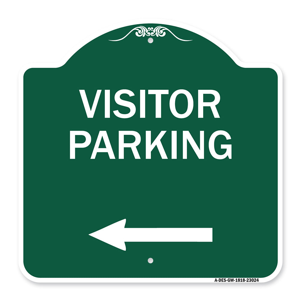 Reserved Parking Sign Visitor Parking (Arrow Pointing Left)