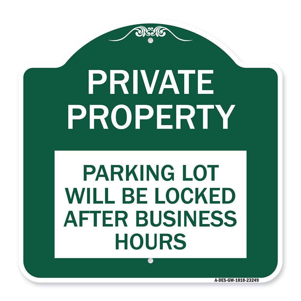 Private Property Parking Lot Will Be Locked After Business Hours