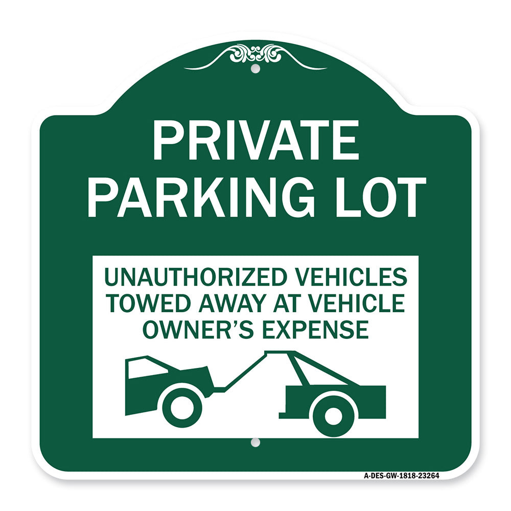 Private Parking Lot Unauthorized Vehicles Towed at Owner Expense