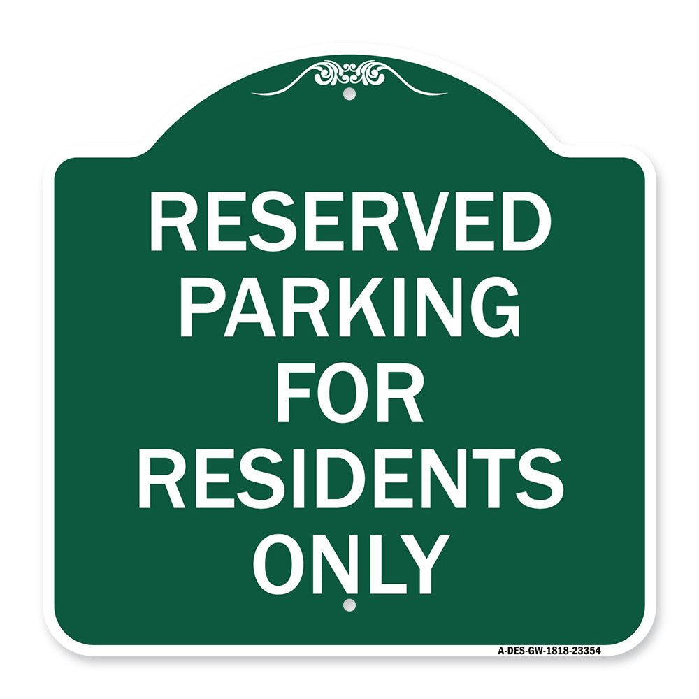 Parking Space Reserved Sign Parking Reserved for Residents Only