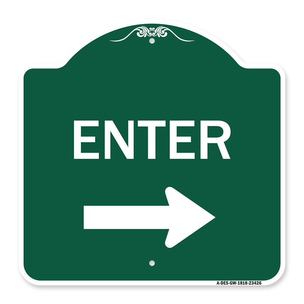 Parking Lot Sign Enter Sign (Right Arrow)