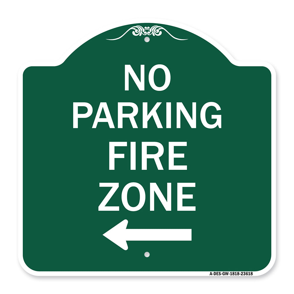 No Parking Fire Zone with Left Arrow