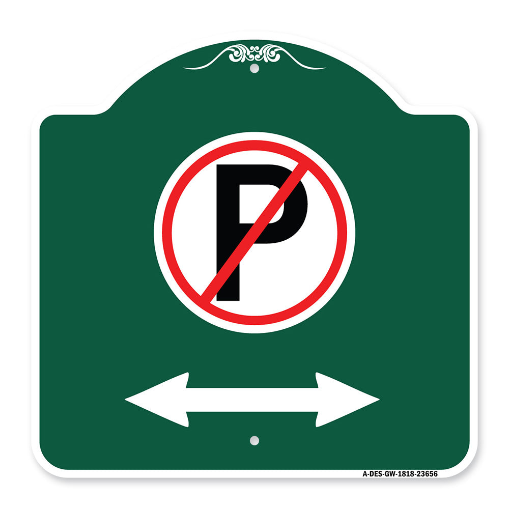 No Parking Symbol with Bidirectional Arrow
