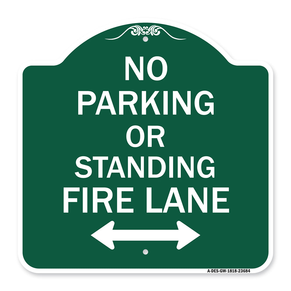 No Parking or Standing Fire Lane (With Bidirectional Arrow)