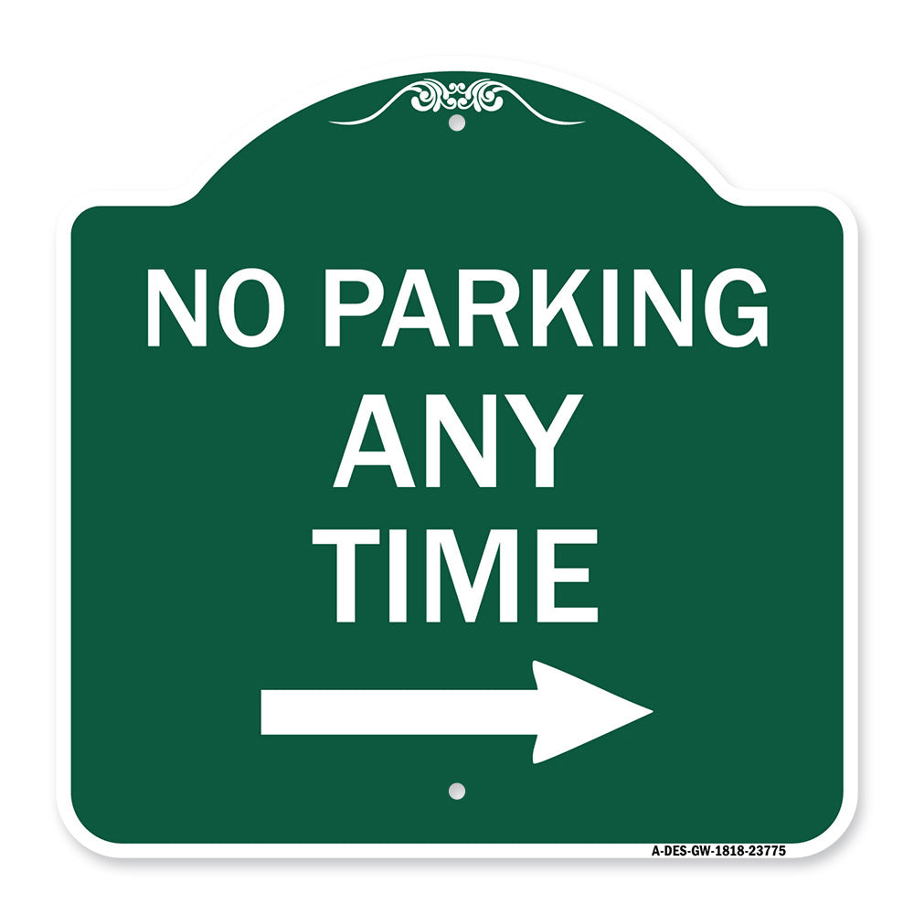 No Parking Anytime with Right Arrow