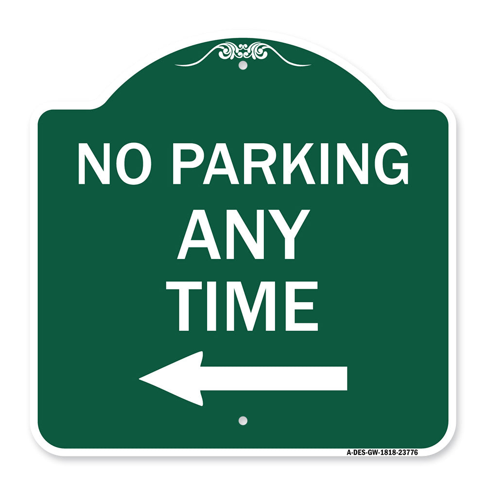 No Parking Anytime with Left Arrow