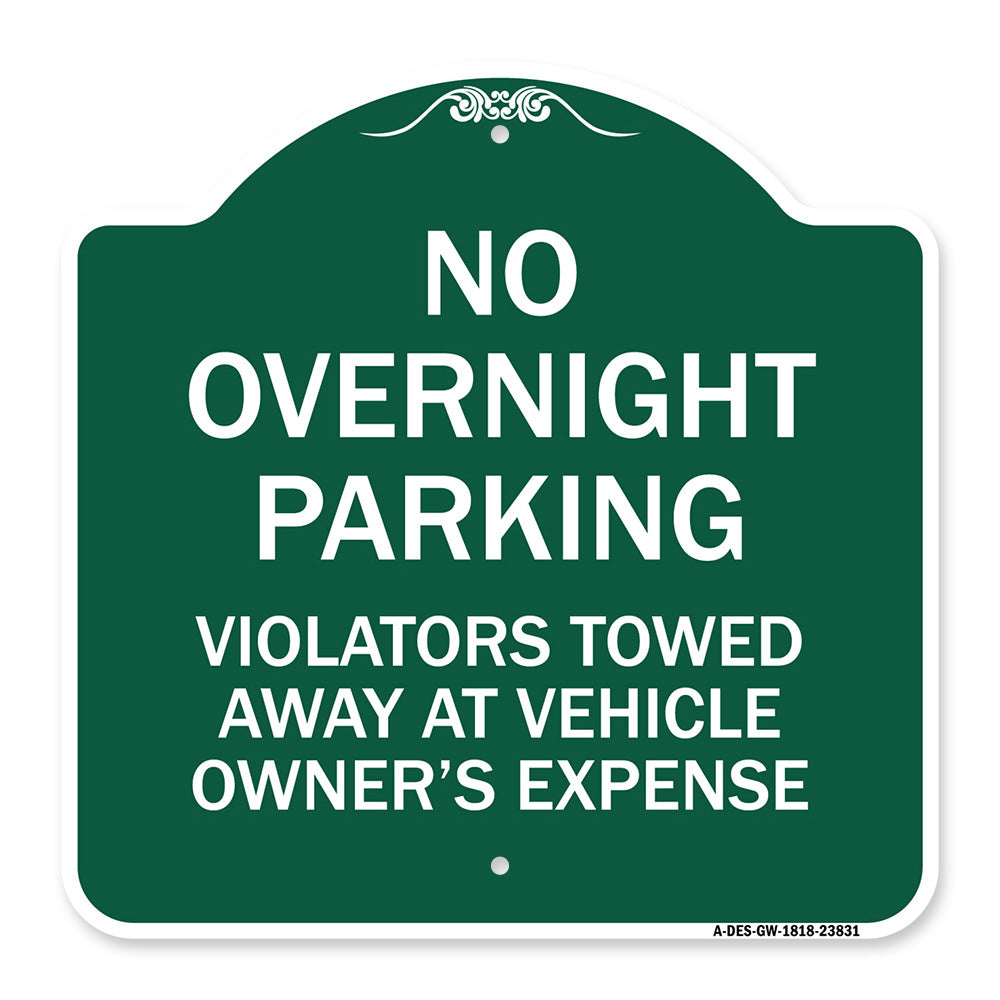 No Overnight Parking Violators Towed Away at Vehicle Owner's Expense
