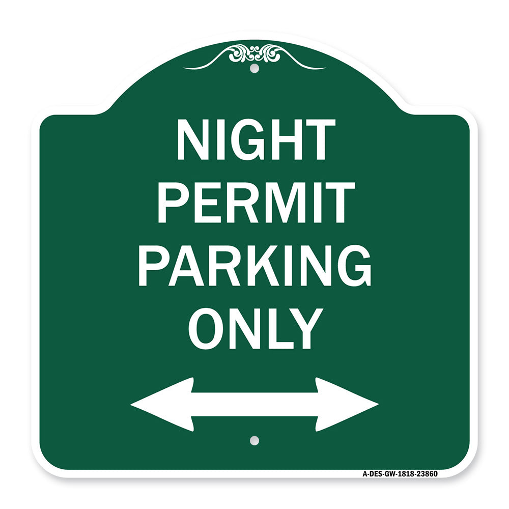 Night Permit Parking Only (With Bi-Directional Arrow)