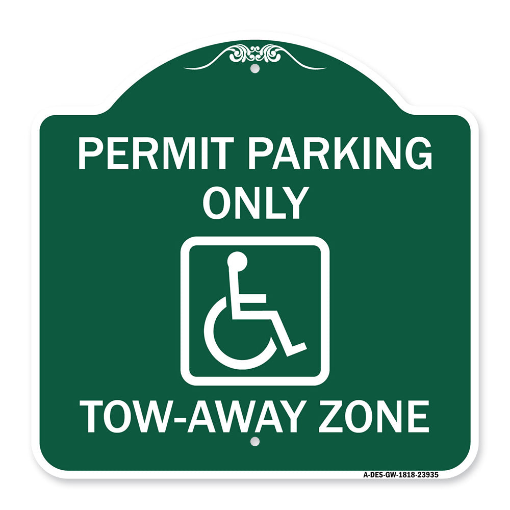 Georgia ADA Handicapped Parking Sign Accessible Permit Parking Only Tow-Away Zone with Symbol