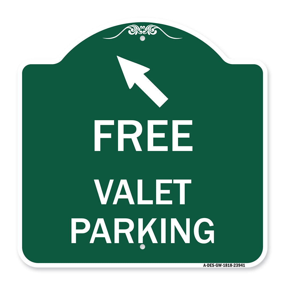 Free Valet Parking with Upper Left Arrow