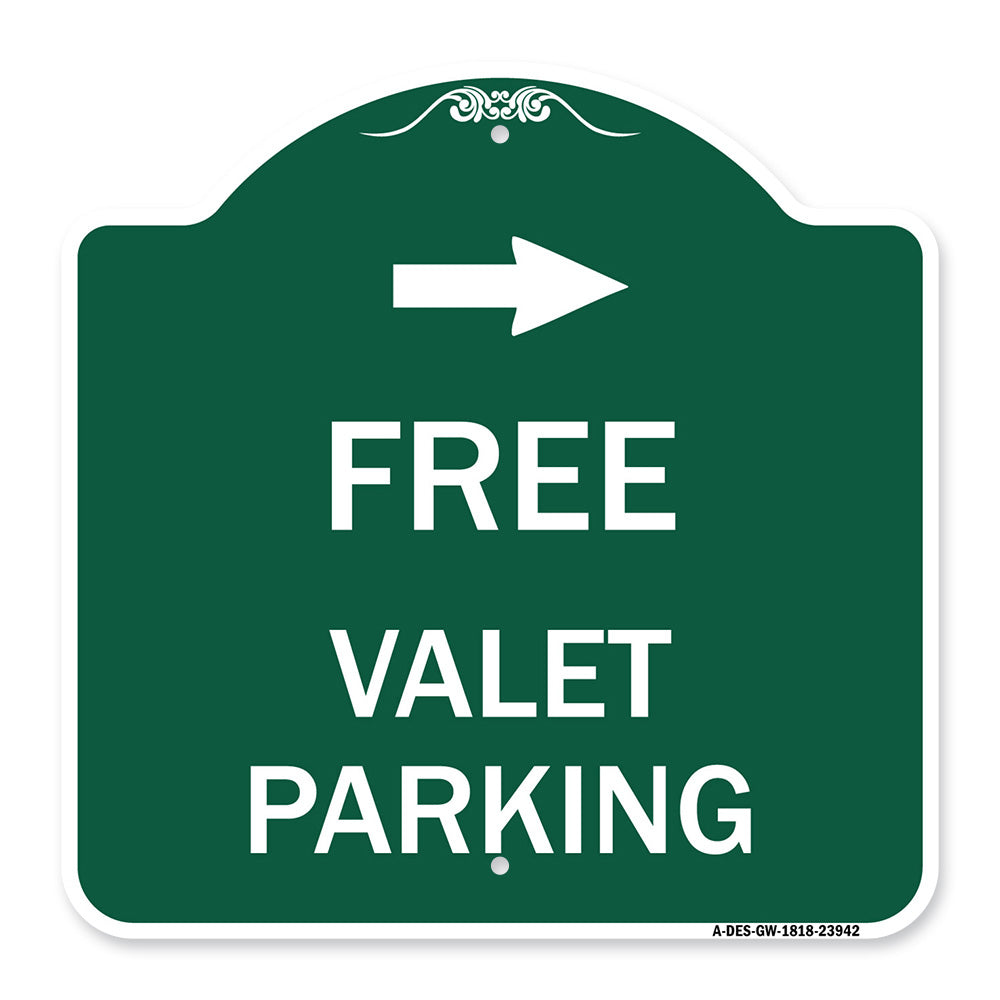 Free Valet Parking with Right Arrow