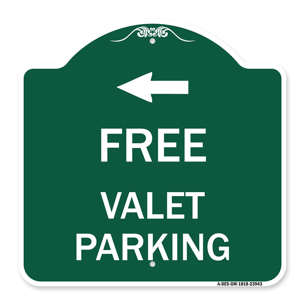 Free Valet Parking with Left Arrow