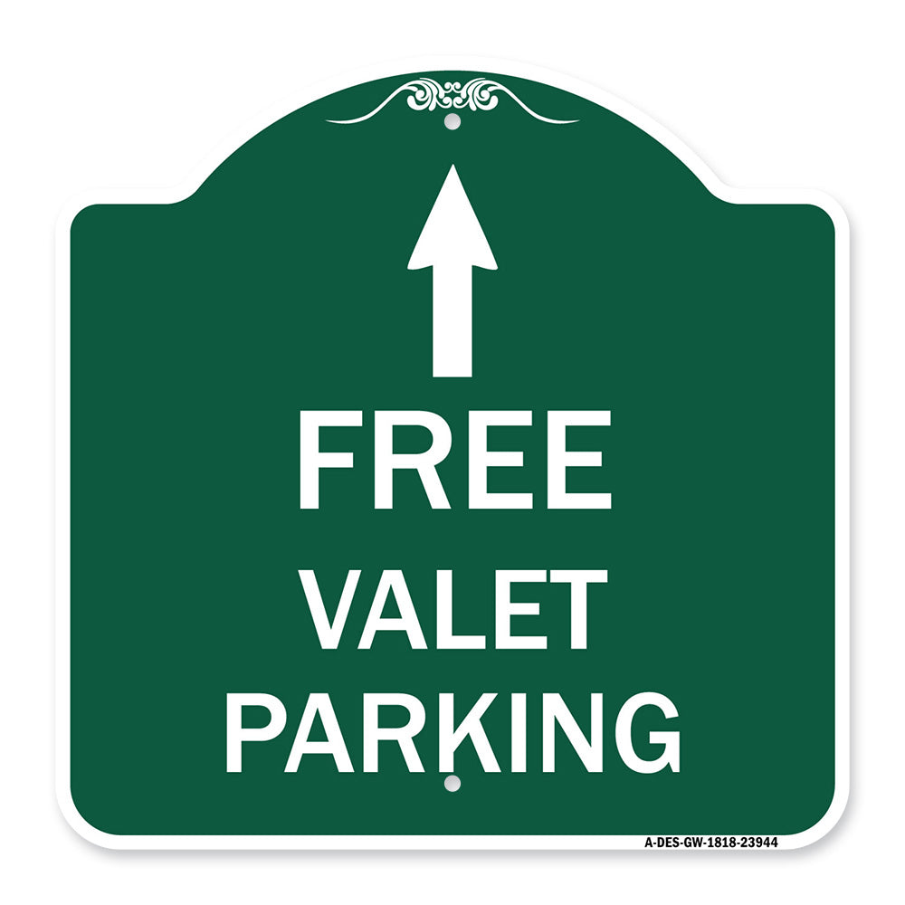 Free Valet Parking with Ahead Arrow