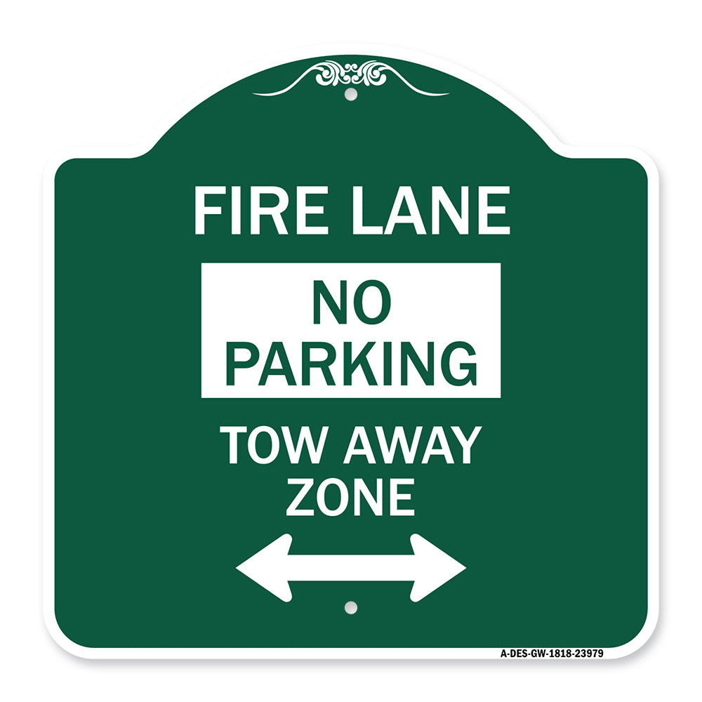 Fire Lane Tow-Away Zone with Bidirectional Arrow