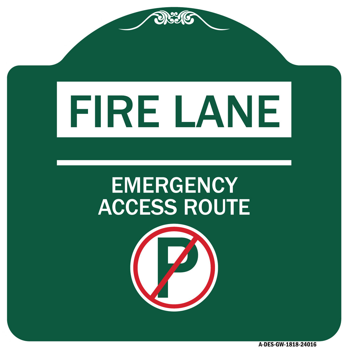 Fire Lane - Emergency Access Route (With No Parking Symbol)