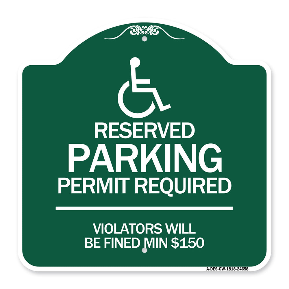 (Modern Isa Symbol) Connecticut Reserved Parking Permit Required Violators Will Be Fined Min $150