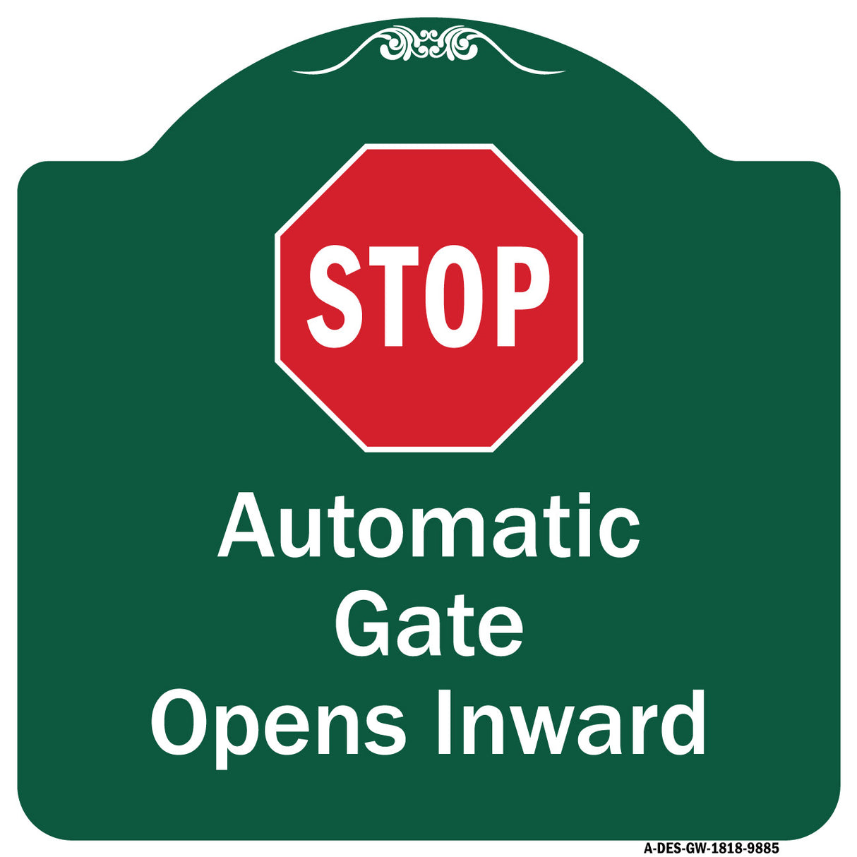 Stop, Automatic Gate, Opens Inward With Symbol