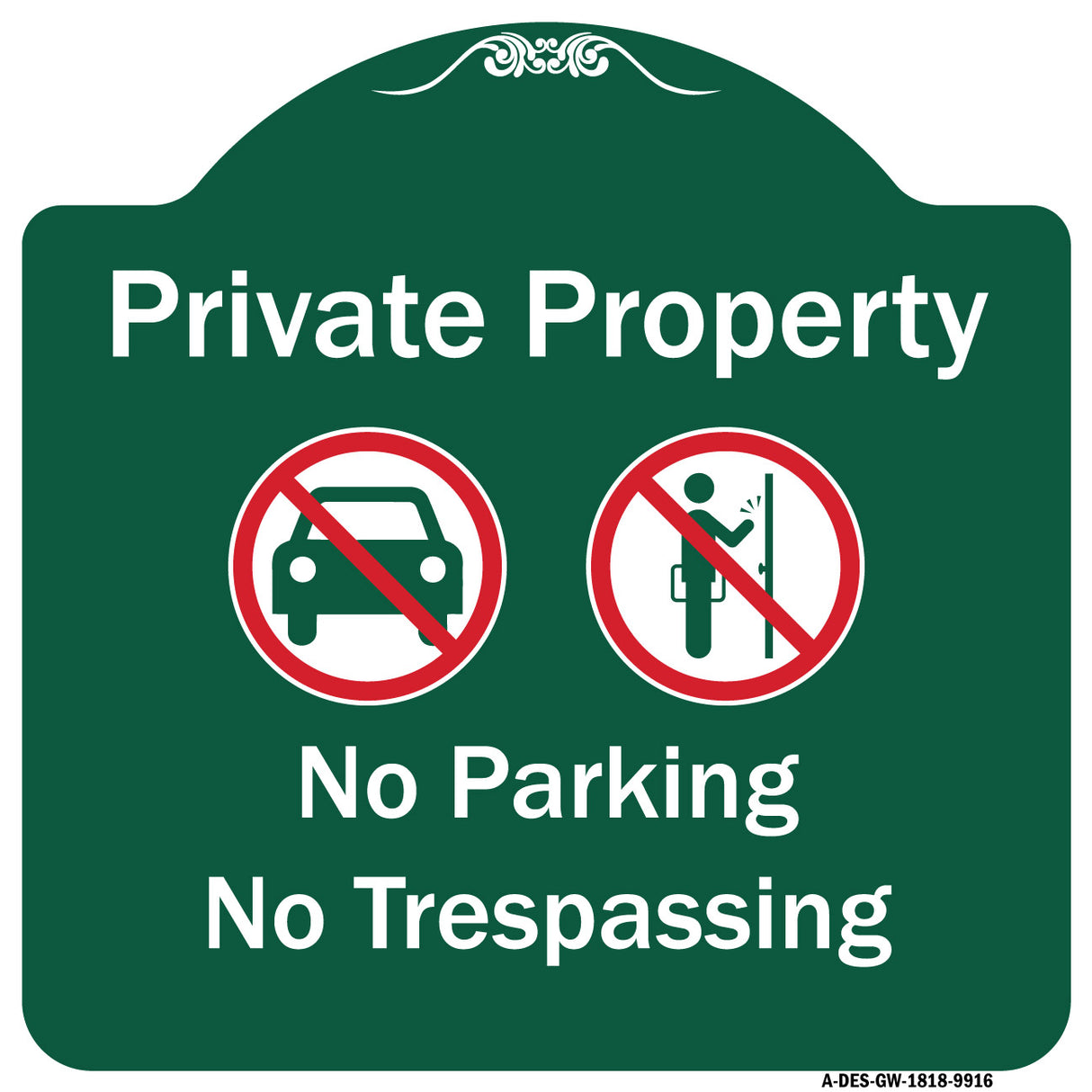 Private Property No Parking Or Trespassing With Symbols