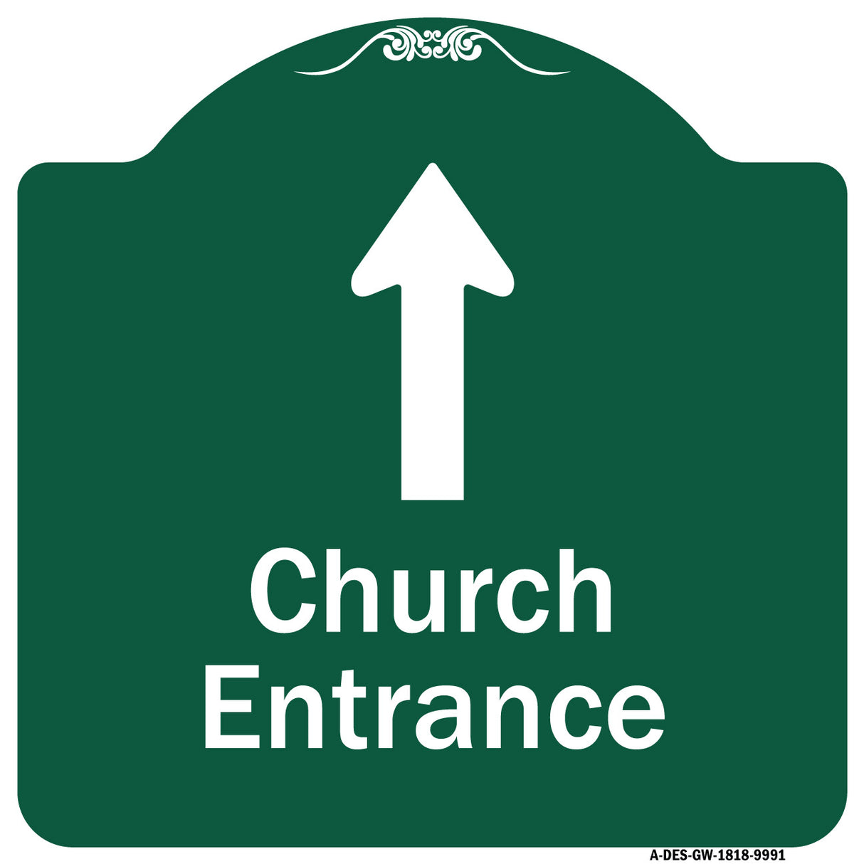Church Entrance Ahead With Up Arrow