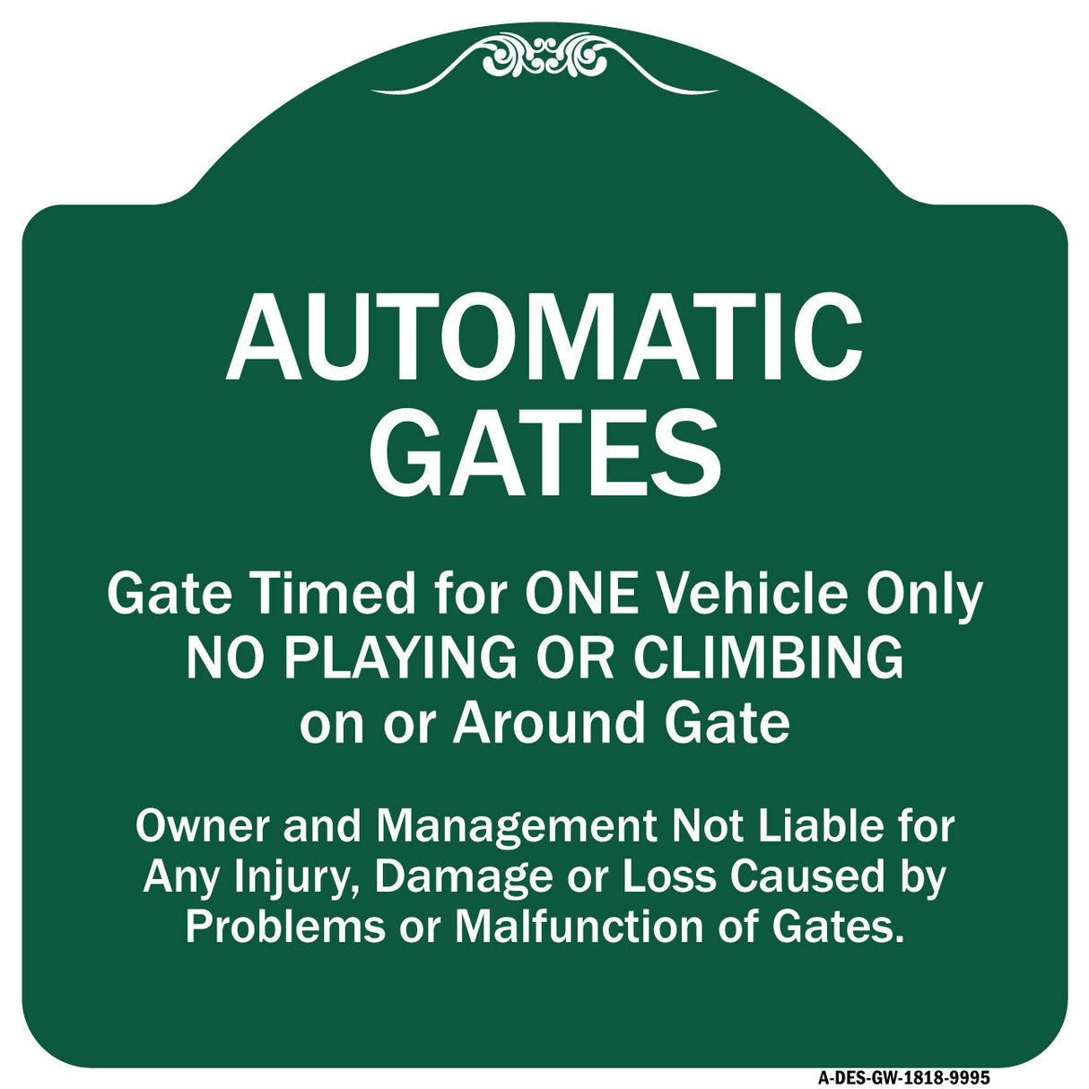 Automatic Gates, Gate Timed For One Vehicle Only