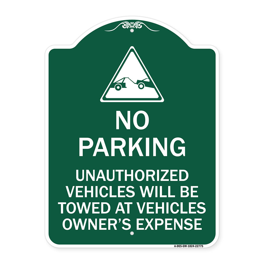 Unauthorized Vehicles Towed at Owner Expense with Graphic