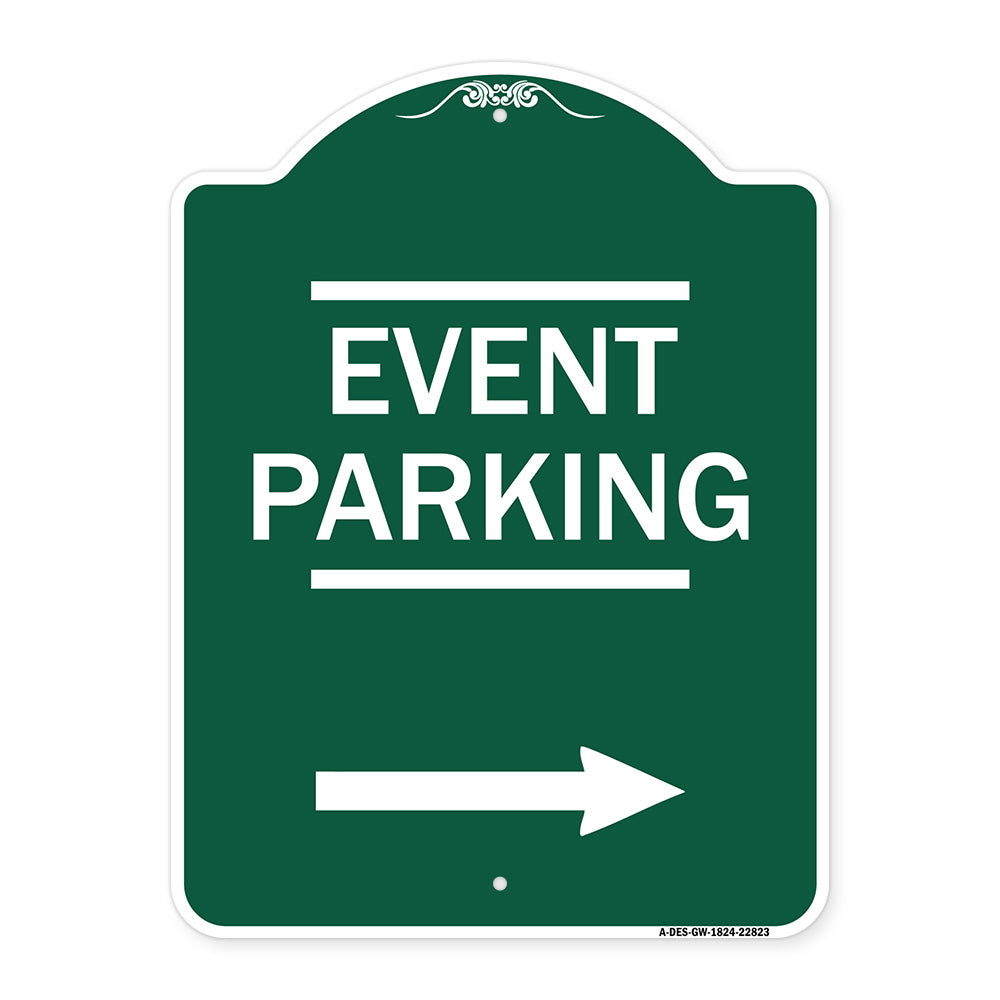 Thanks for Coming Turn Right for Exit Event Parking with Right Arrow