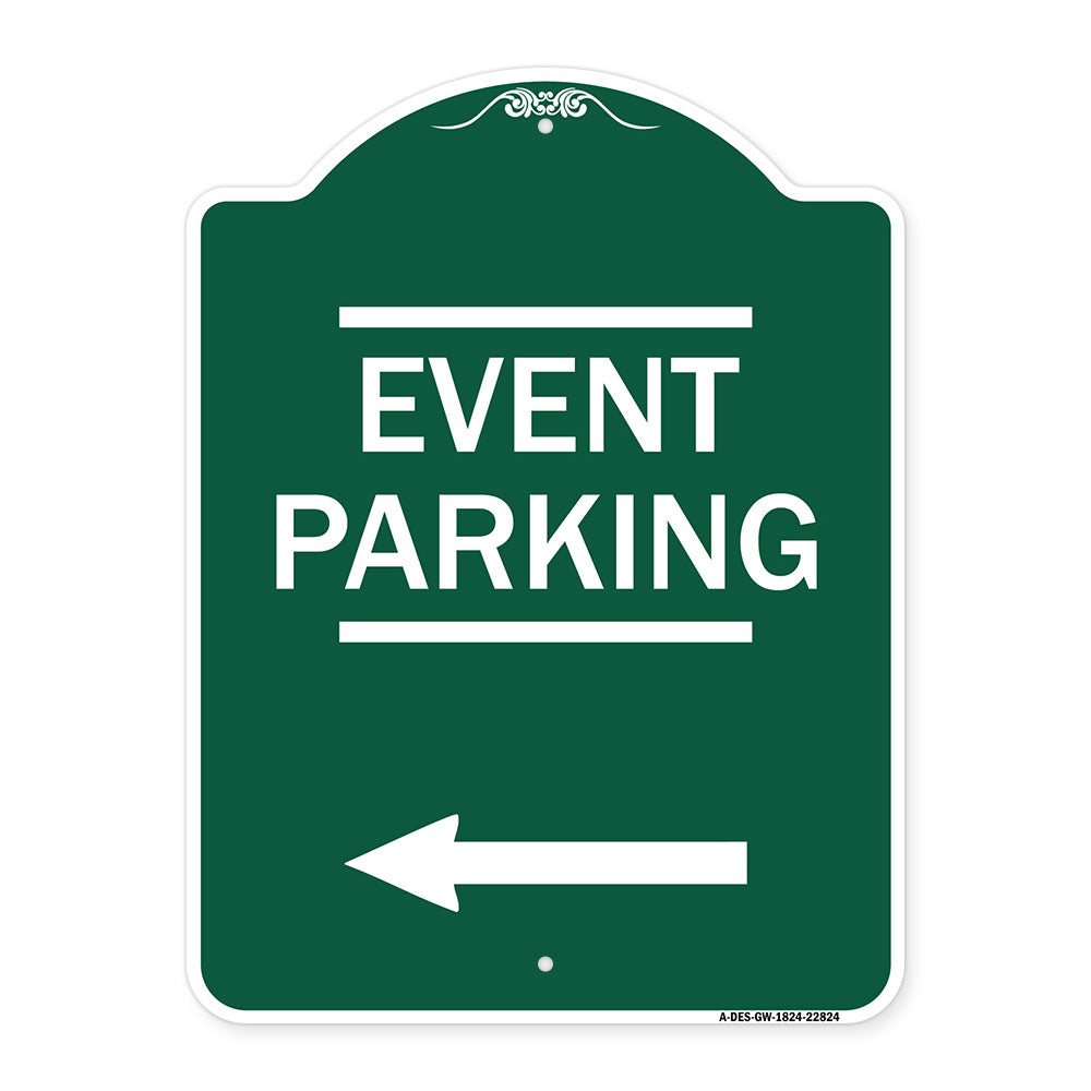 Thanks for Coming Turn Right for Exit Event Parking with Left Arrow