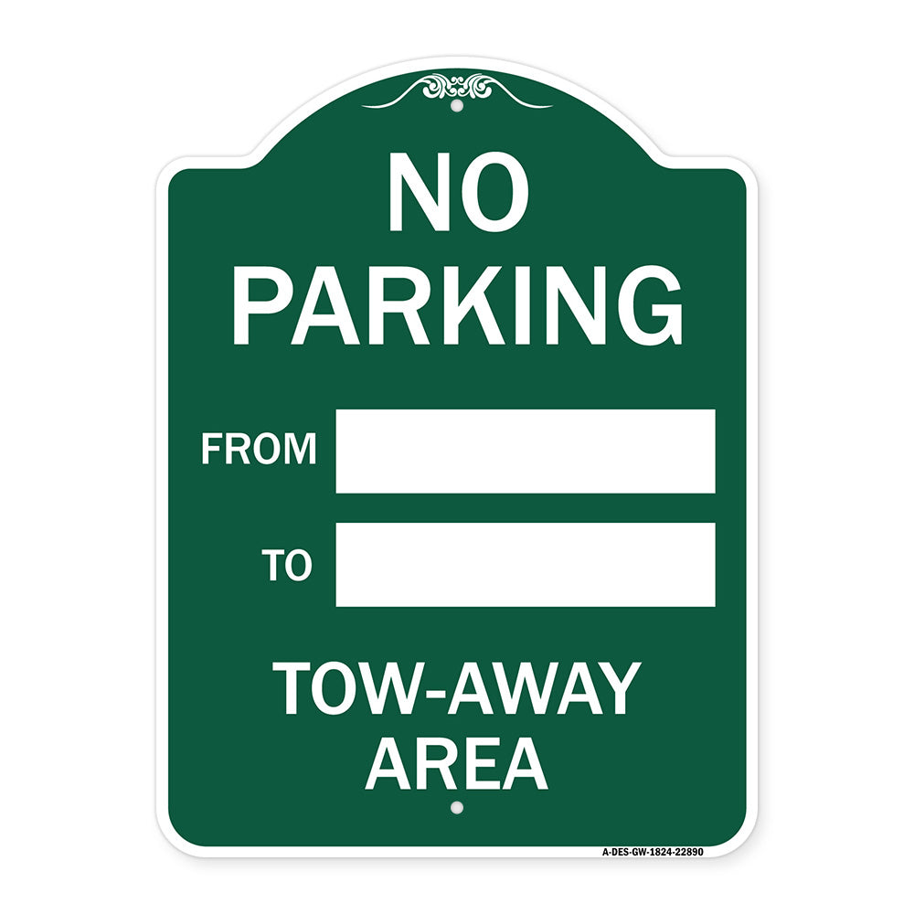 No Parking From - to with Blank Space