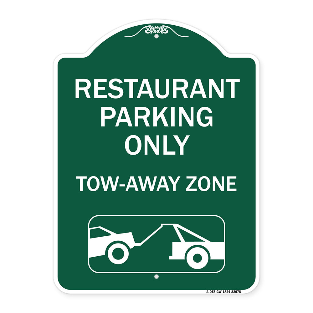 Restaurant Parking Only Tow-Away Zone (With Car Tow Graphic)