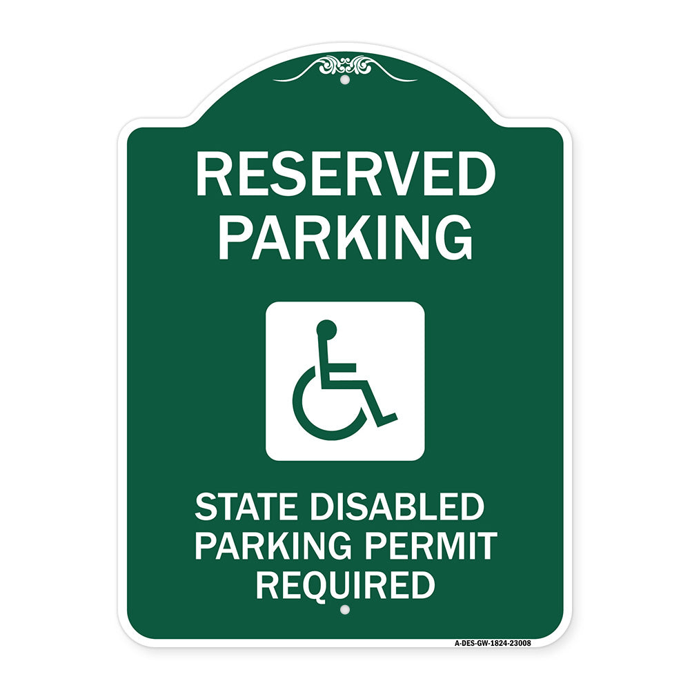 Reserved Parking State Disabled Parking Permit Required (Handicapped Symbol)