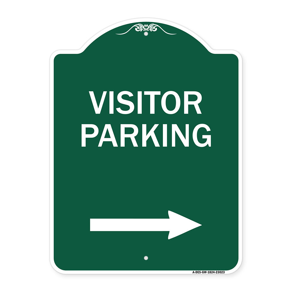 Reserved Parking Sign Visitor Parking (Arrow Pointing Right)