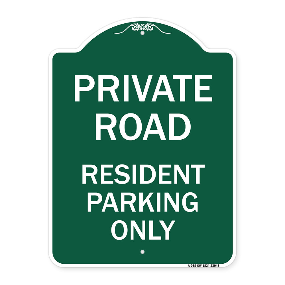 Reserved Parking Sign Private Road - Resident Parking Only